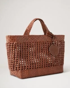 Small Woven Leather Tote Vintage Oak -Fashion Bag Store G HH9206 000G924 4