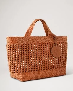 Small Woven Leather Tote Mandarin Orange -Fashion Bag Store G HH9206 000N659 3