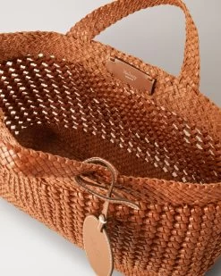 Small Woven Leather Tote Mandarin Orange -Fashion Bag Store G HH9206 000N659 4
