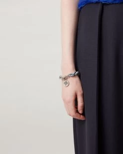 Small Medallion Leather Chain Bracelet Cornflower Blue -Fashion Bag Store G QB2318 657U141 3