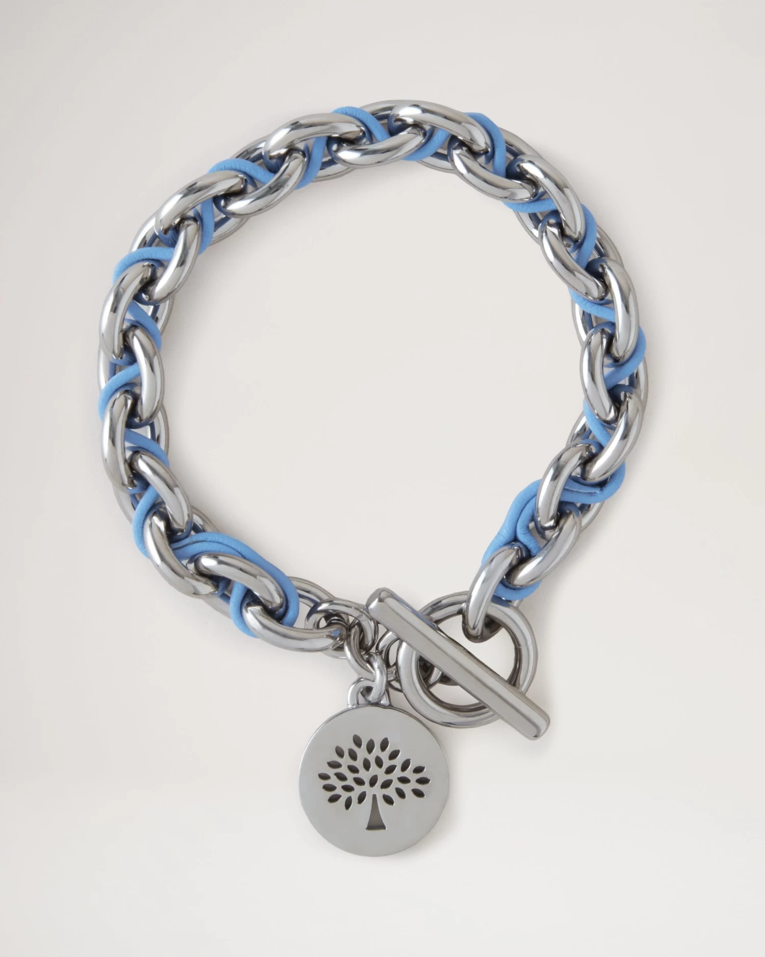 Medallion Leather Chain Bracelet Cornflower Blue 3 Medallion Leather Chain Bracelet Cornflower Blue