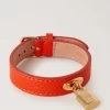 Padlock Leather Bracelet Coral Orange -Fashion Bag Store G QB2361 205N663