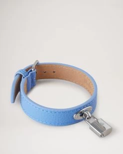Padlock Leather Bracelet Cornflower Blue