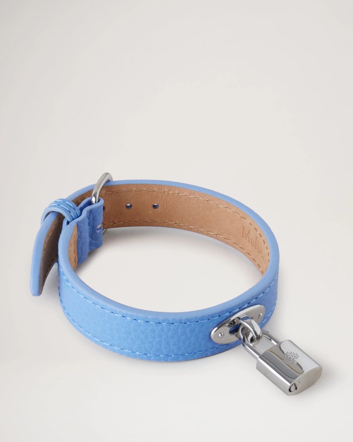 Padlock Leather Bracelet Cornflower Blue 3 Padlock Leather Bracelet Cornflower Blue