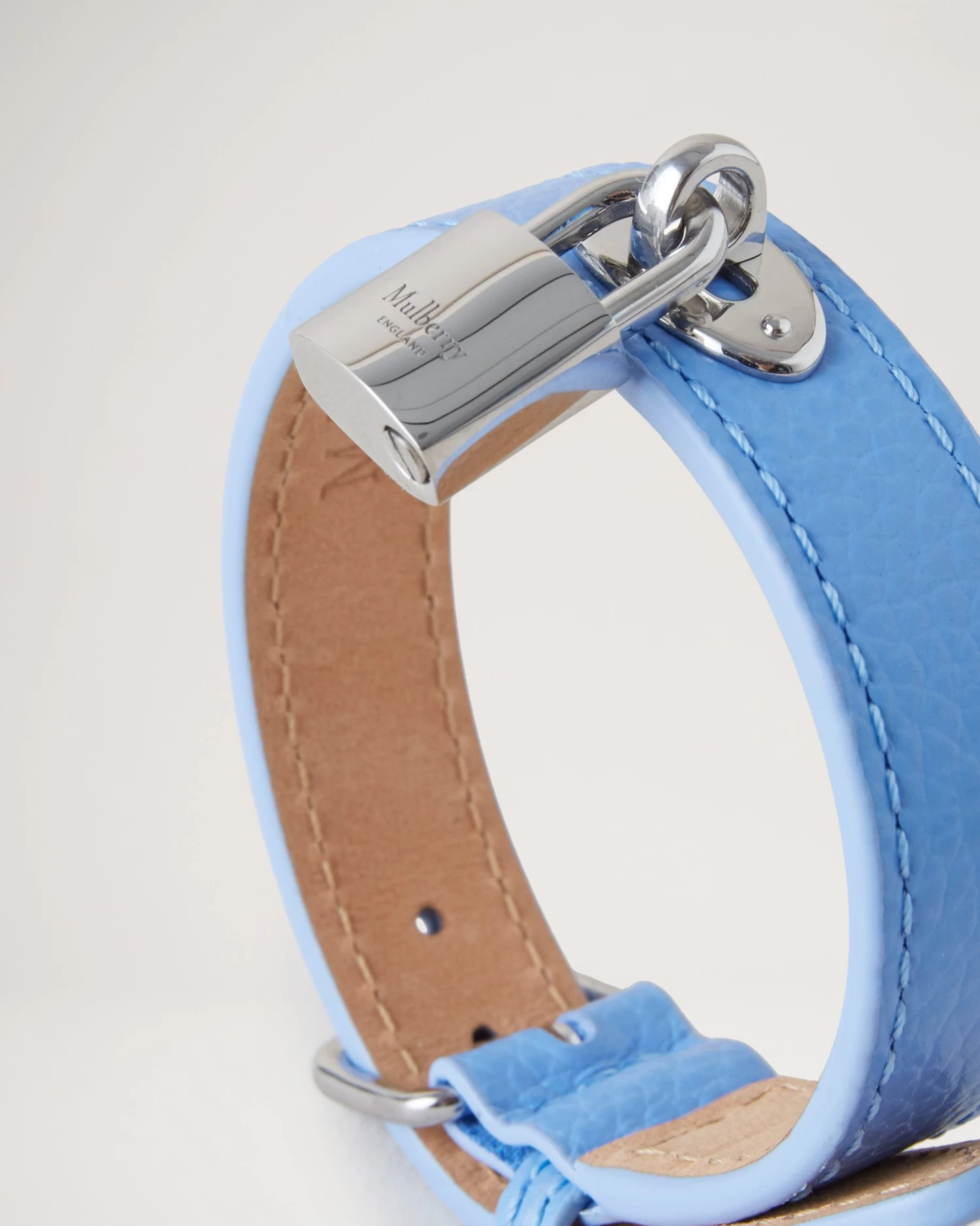 Padlock Leather Bracelet Cornflower Blue 4 Padlock Leather Bracelet Cornflower Blue - Image 2