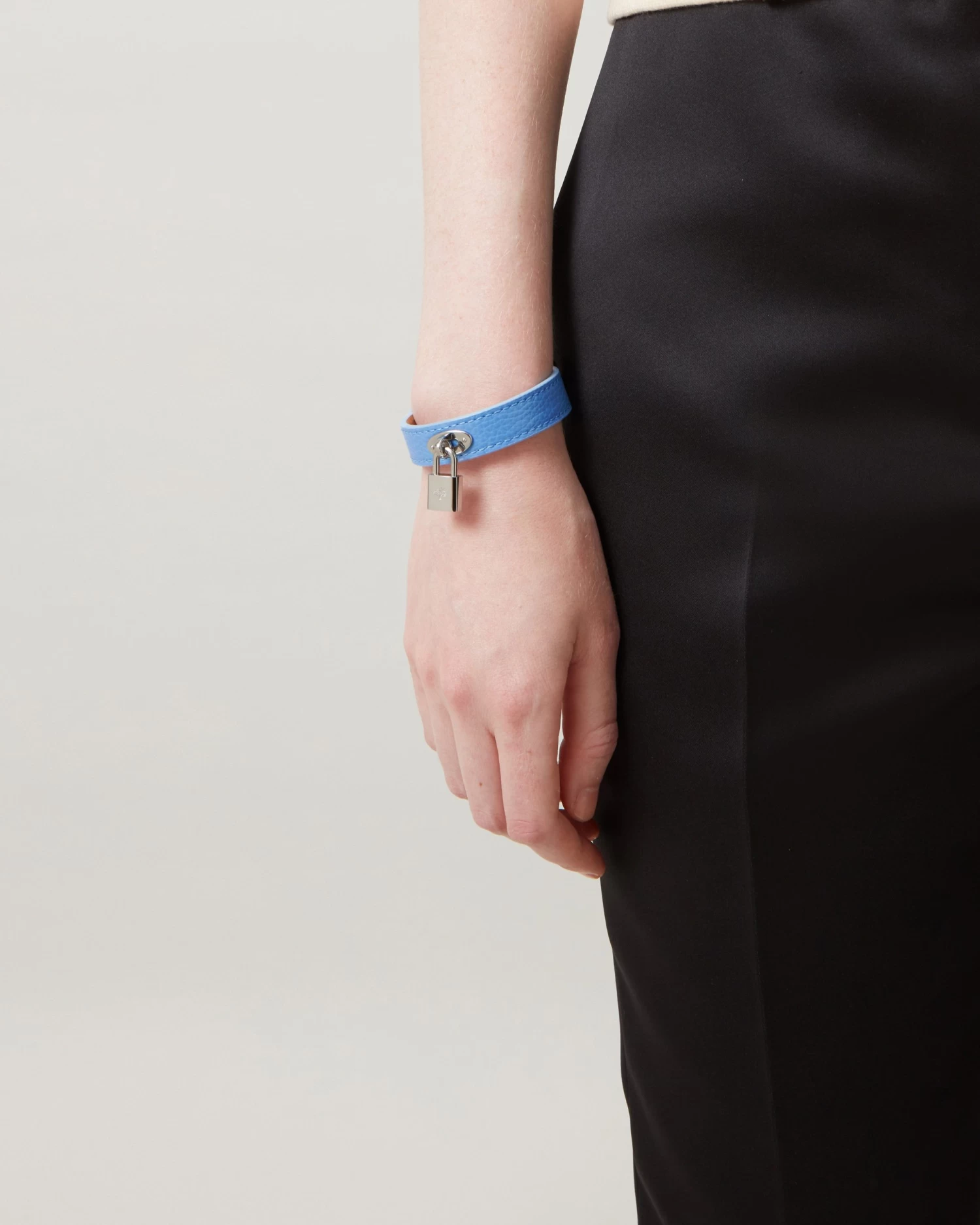 Padlock Leather Bracelet Cornflower Blue 5 Padlock Leather Bracelet Cornflower Blue - Image 3