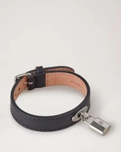 Padlock Leather Bracelet Black