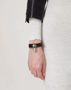 Padlock Leather Bracelet Black -Fashion Bag Store G QB2361 657A100 3