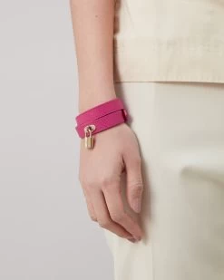 Double Leather Bracelet Mulberry Pink -Fashion Bag Store G QB2369 205J982 3