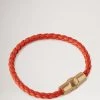 Iris Leather Bracelet Coral Orange 2 Iris Leather Bracelet Coral Orange -Fashion Bag Store G QB2375 736N663