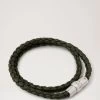 Iris Woven Leather Bracelet Dark Green -Fashion Bag Store G QB2384 736Q100