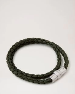 Iris Woven Leather Bracelet Dark Green