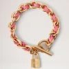Lily Leather Chain Bracelet Small Geranium Pink -Fashion Bag Store G QB2385 000J946