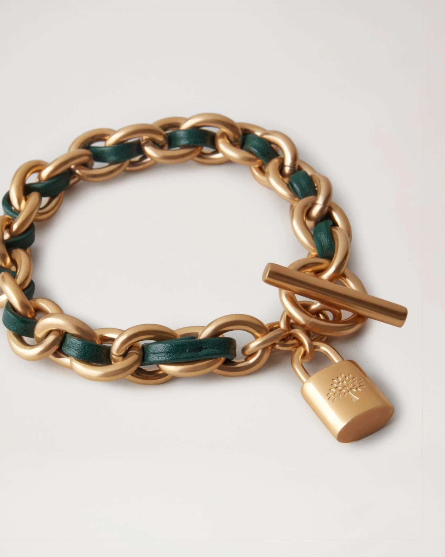 Lily Leather Chain Bracelet Mulberry Green Leather 4 Lily Leather Chain Bracelet Mulberry Green Leather - Image 2