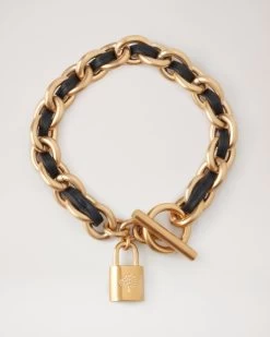 Lily Leather Chain Bracelet Black
