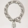 Lily Leather Chain Bracelet Medium Pale Grey -Fashion Bag Store G QB2395 000C919