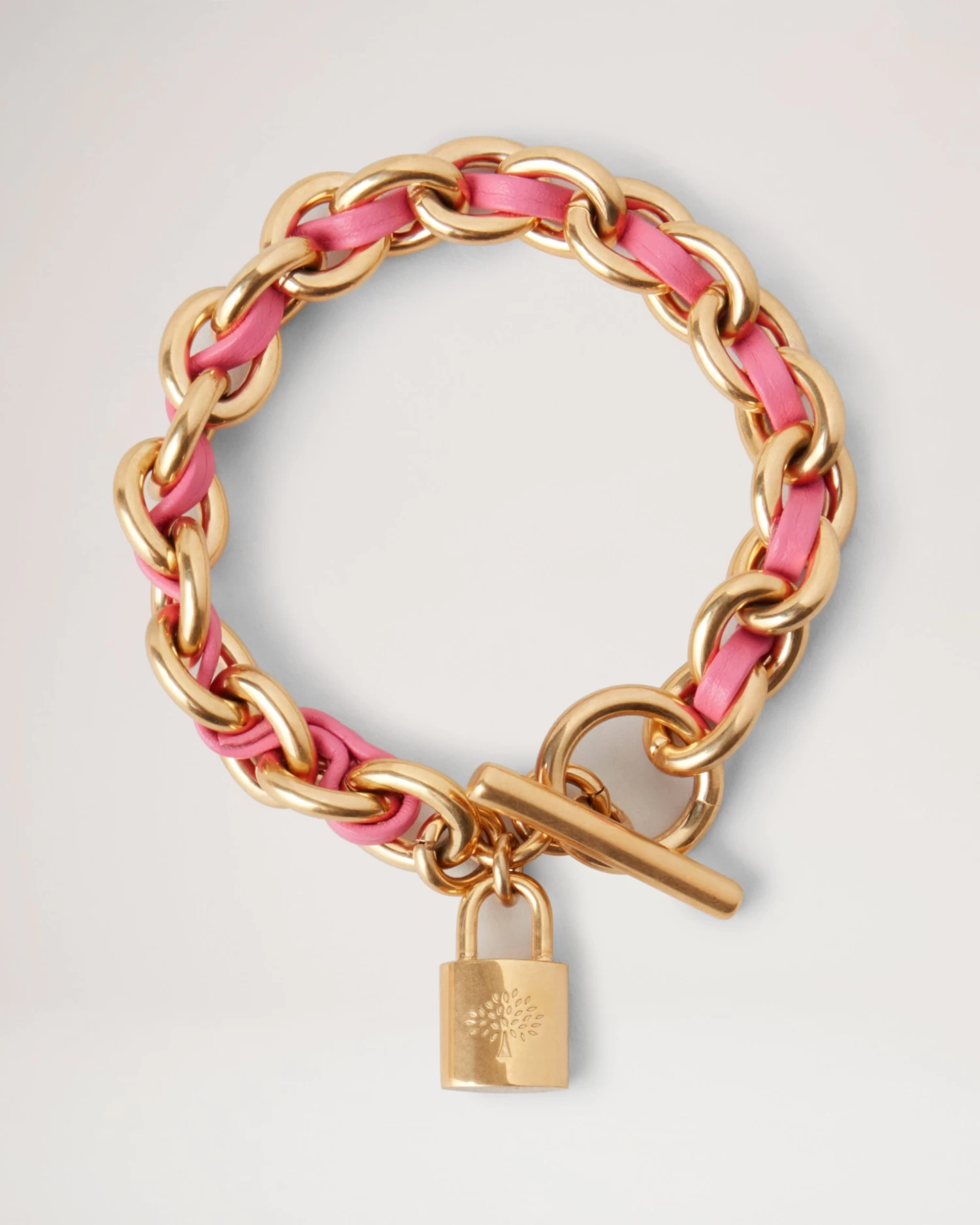 Lily Leather Chain Bracelet Medium Geranium Pink 3 Lily Leather Chain Bracelet Medium Geranium Pink