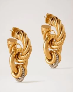 Twist Multi-hoops Earring Gold & Crystal