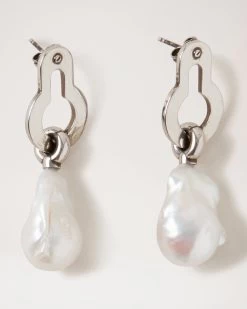 Amberley Baroque Pearl Earrings Silver