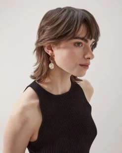 Amberley Baroque Pearl Earrings Gold -Fashion Bag Store G QE2375 000P140 4