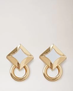 Iris Earrings Gold & White