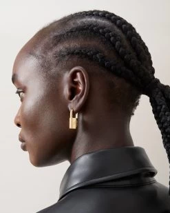 Padlock Hoop Earrings Gold -Fashion Bag Store G QE2388 000N637 3