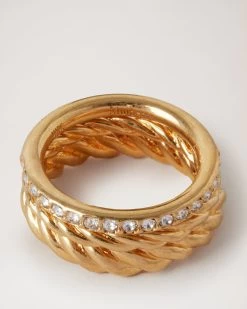 Twist Ring Gold & Crystal