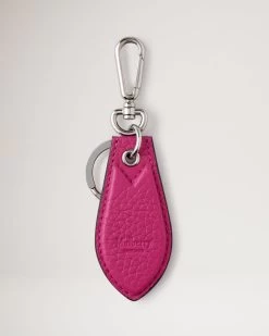 Leather Tab Keyring Mulberry Pink