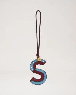 Bi-Colour Leather Keyring - S Pale Slate