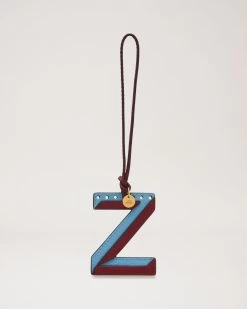 Bi-Colour Leather Keyring - Z Pale Slate