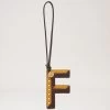Bi-Colour Leather Keyring - F Deep Amber