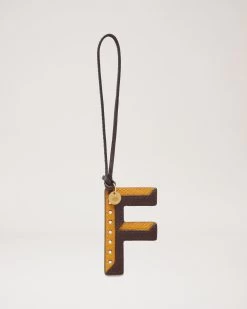 Bi-Colour Leather Keyring - F Deep Amber