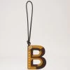 Bi-Colour Leather Keyring - B Deep Amber
