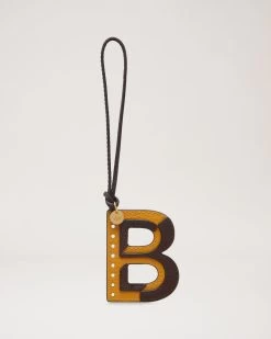 Bi-Colour Leather Keyring - B Deep Amber