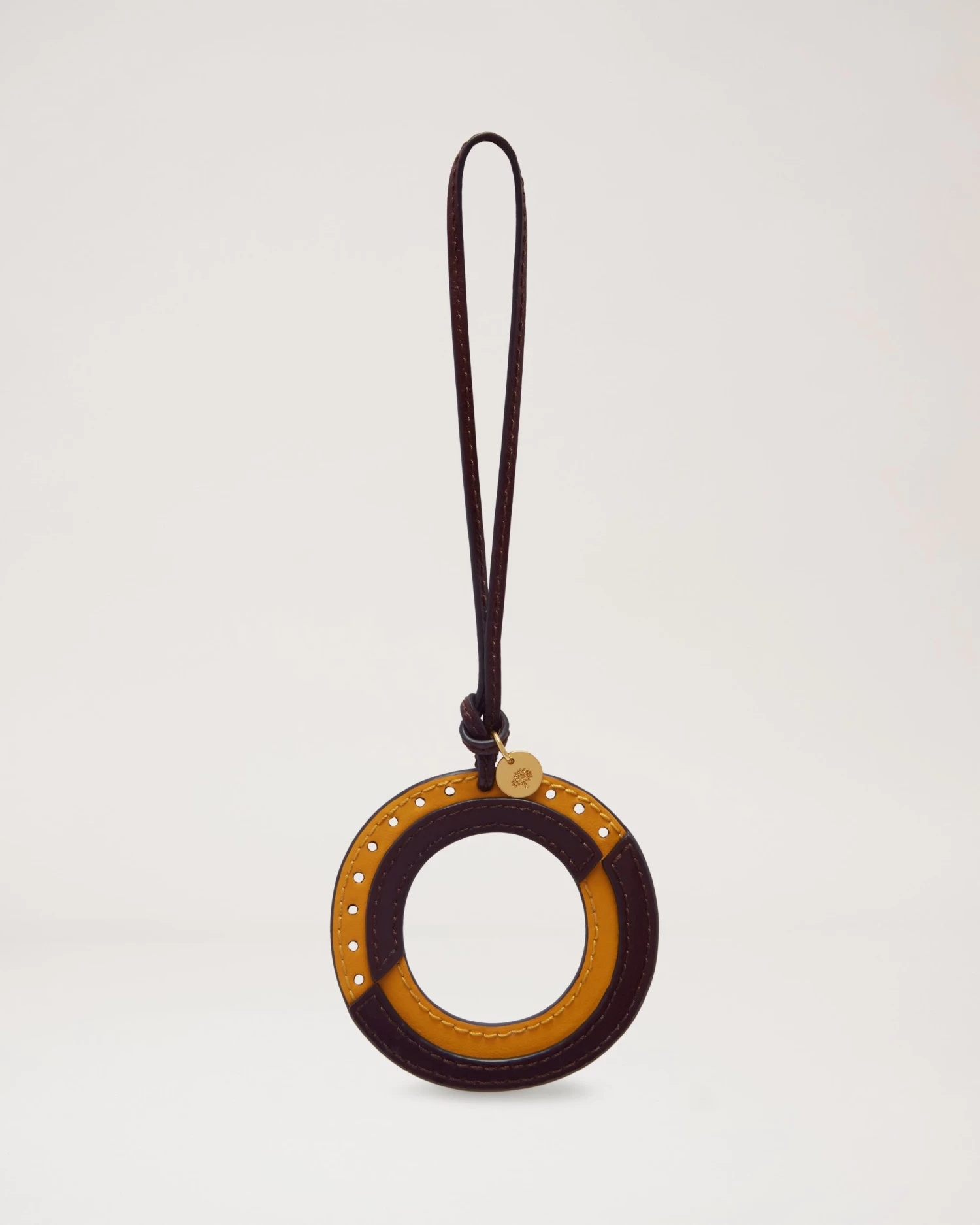 Bi-Colour Leather Keyring - O Deep Amber 3 Bi-Colour Leather Keyring - O Deep Amber