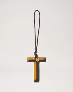 Bi-Colour Leather Keyring - T Deep Amber