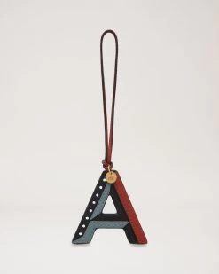 Tri-Colour Leather Keyring - A Black