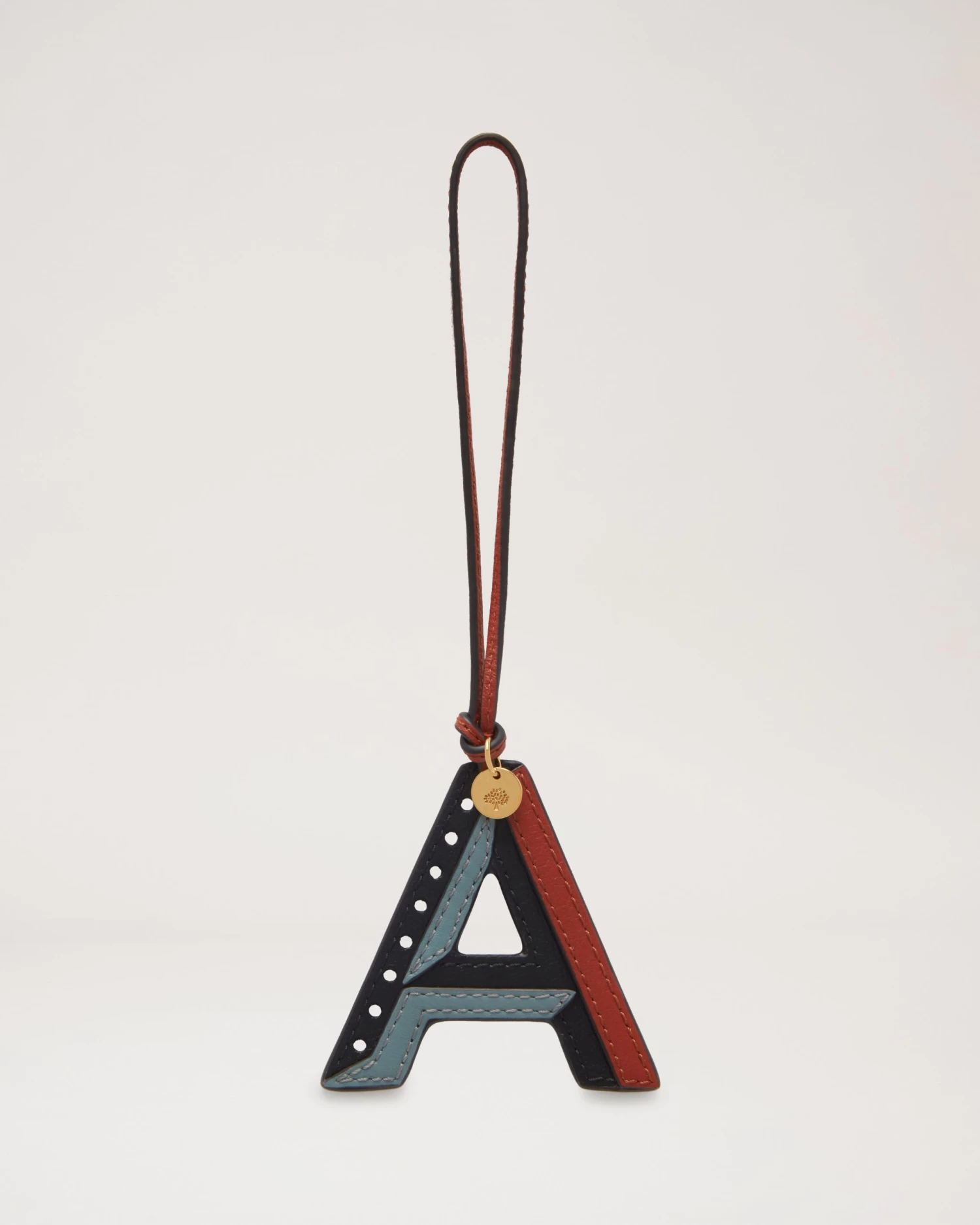 Tri-Colour Leather Keyring - A Black 3 Tri-Colour Leather Keyring - A Black