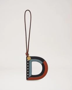 Tri-Colour Leather Keyring - D Black