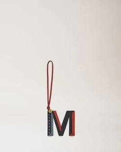 Tri-Colour Leather Keyring - M Black