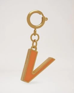 Enamel Keyring - V Tangerine Orange