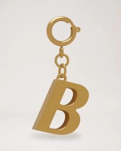 Alphabet Brass Keyring - B Gold