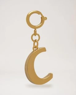 Alphabet Brass Keyring - C Gold