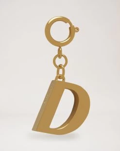 Alphabet Brass Keyring - D Gold