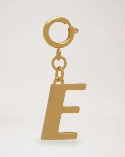 Alphabet Brass Keyring - E Gold