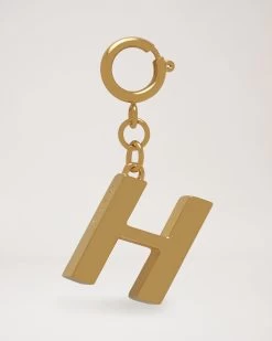 Alphabet Brass Keyring - H Gold