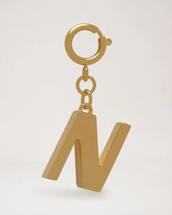 Alphabet Brass Keyring - N Gold