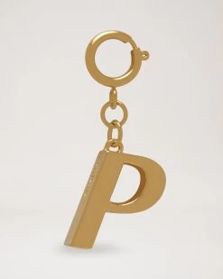 Alphabet Brass Keyring - P Gold