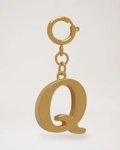 Alphabet Brass Keyring - Q Gold