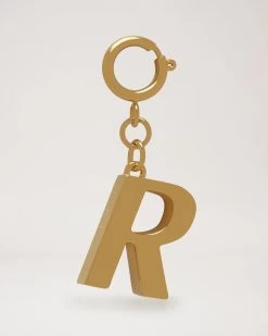 Alphabet Brass Keyring - R Gold